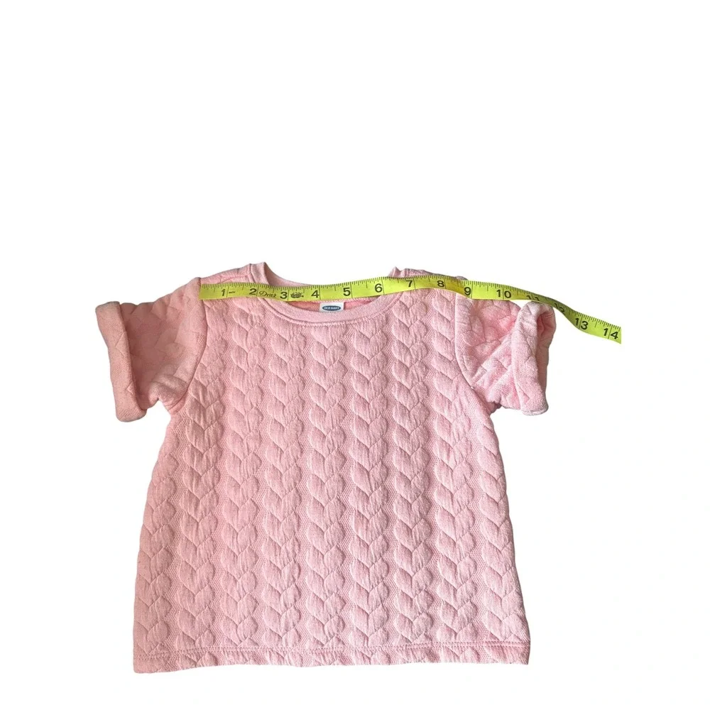 Old Navy Girls Pink Quilted Textured Knit Top Shirt 12-18M Short Sleeve